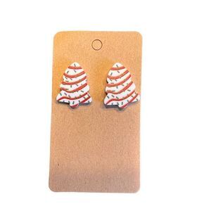 Little Debbie Christmas tree snack stud earrings holidays ￼fun novelty
